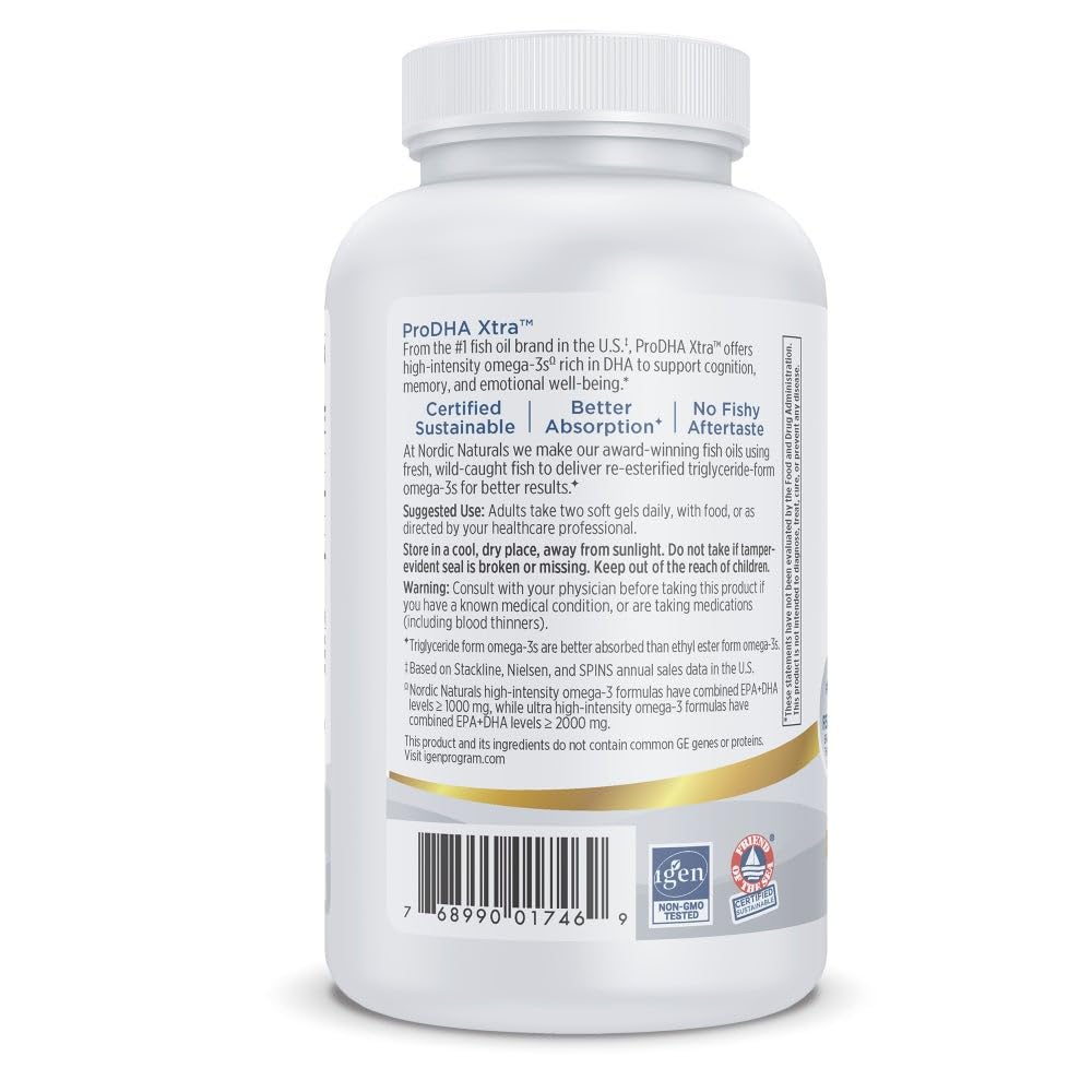 Nordic Naturals ProDHA 1000, Strawberry - 120 Soft Gels - 1660 mg Omega-3 - High-Intensity DHA Formula for Neurological Health, Mood & Memory - Non-GMO - 60 Servings