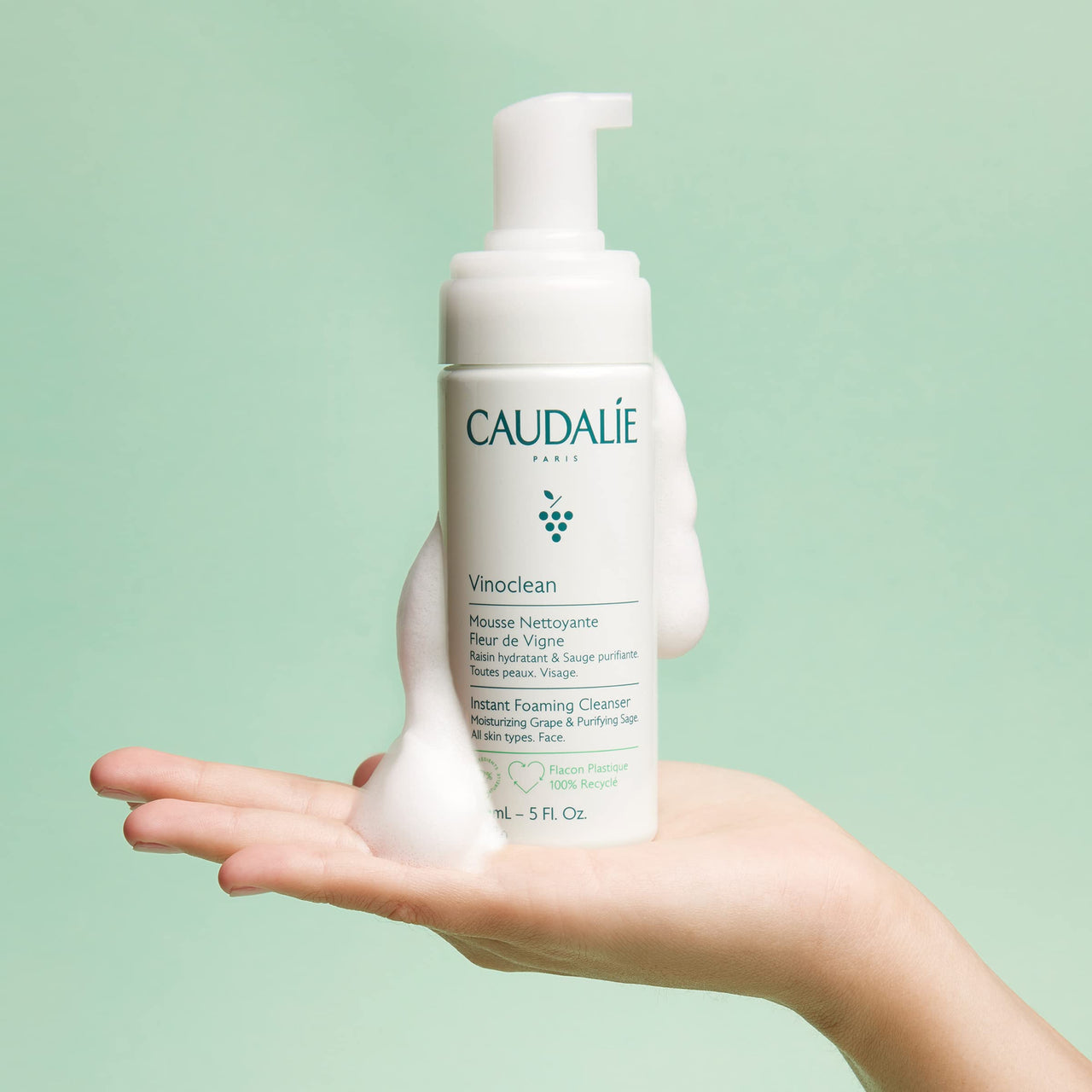 Caudalie Vinoclean Gentle Foaming Cleanser, Instant Foaming Cleanser, 150 mL