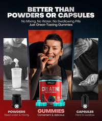 Thumbnail for Dralot 99.99% Creatine Monohydrate Gummies More 15% Strength, 5X Energy & Muscle Support Pre-Workout Complex Creatine for Women & Men with 5000mg Creatine, L-Taurine, B12, Mg and K, Vegan