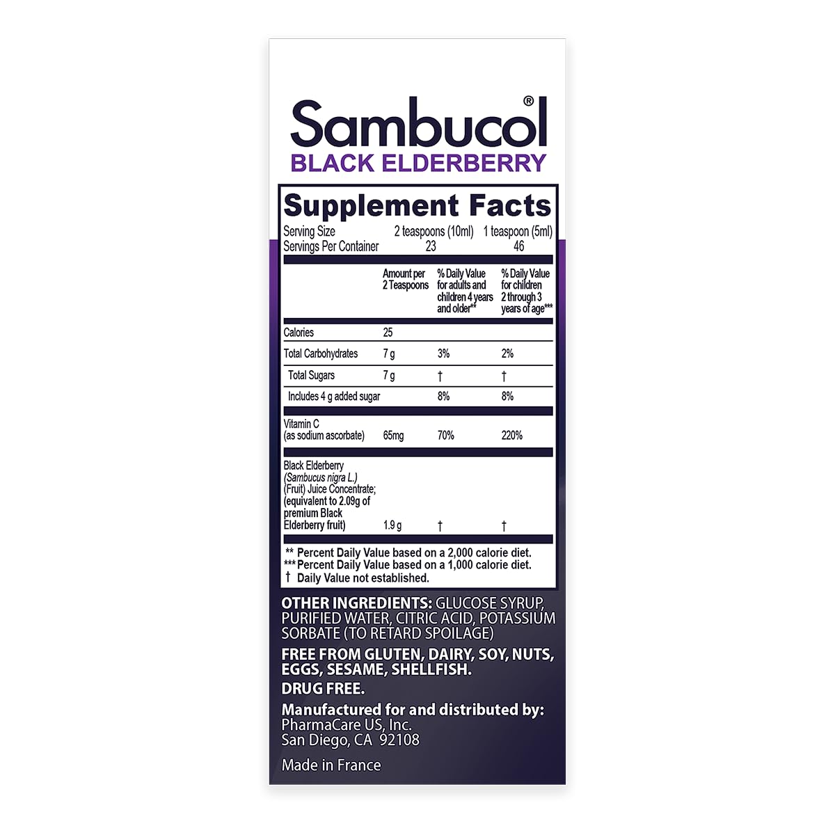 Sambucol Black Elderberry Syrup for Kids - Elderberry Liquid with Vitamin C for Kids No Artificial Flavors, High Antioxidants, Daily Wellness Support, Berry Flavored - 4 Fl Oz