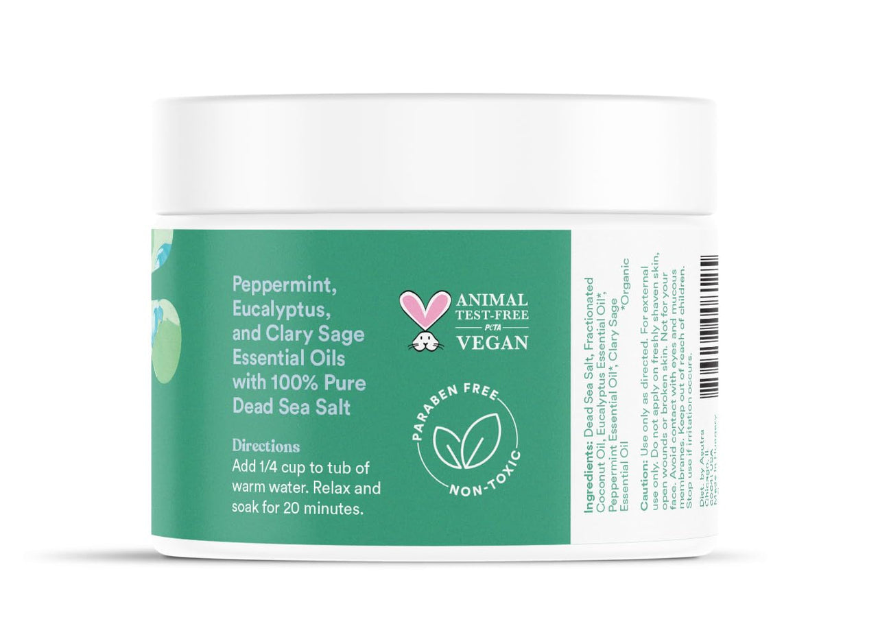 ASUTRA Dead Sea Bath Salts (Muscle & Joint), 16 oz - Soak in Rich & Vital Healing Minerals - Soften & Ease Sore Muscles with Eucalyptus, Peppermint, & Clary Sage Essential Oils