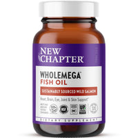 Thumbnail for New Chapter Wholemega Fish Oil Supplement - 2000mg per Serving, Clinically Proven Wild Alaskan Salmon Oil with Omega-3 + Vitamin D3 + Astaxanthin, 120 Softgels