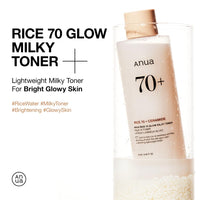 Thumbnail for Anua Rice 70 Glow Milky Toner, Glass & Dewy Skin, Hydrating & Barrier Care, Rice Water, Niacinamide, Ceramides, All Skin Types, Fragrance-Free, Non Comedogenic, Korean Skincare, 8.45 fl.oz.