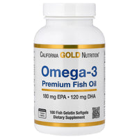 Thumbnail for California Gold Nutrition Omega-3 Premium Fish Oil, Concentrated Formula with EPA & DHA, Support for Optimal Lipid Profile & Immune System, Gluten Free, Non-GMO, 100 Fish Gelatin Softgels