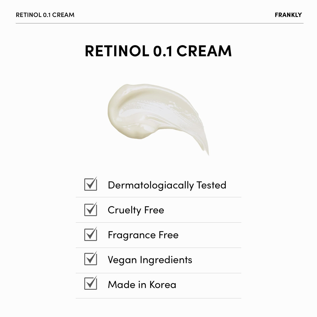 FRANKLY Retinol 0.1% Cream, 1.01 fl oz - Beginner Retinol | Night Cream | with Ceramides & Natural Ginseng | Anti-aging, Wrinkles Care, Reduces Congestion and hyperpigmentation | Korean Skin Care