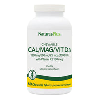Thumbnail for NaturesPlus Calcium/Magnesium/Vitamin D3 with Vitamin K2-60 Chewable Tablets - Supports Bone & Immune Health - Vanilla Flavor - Gluten Free - Up to 30 Servings