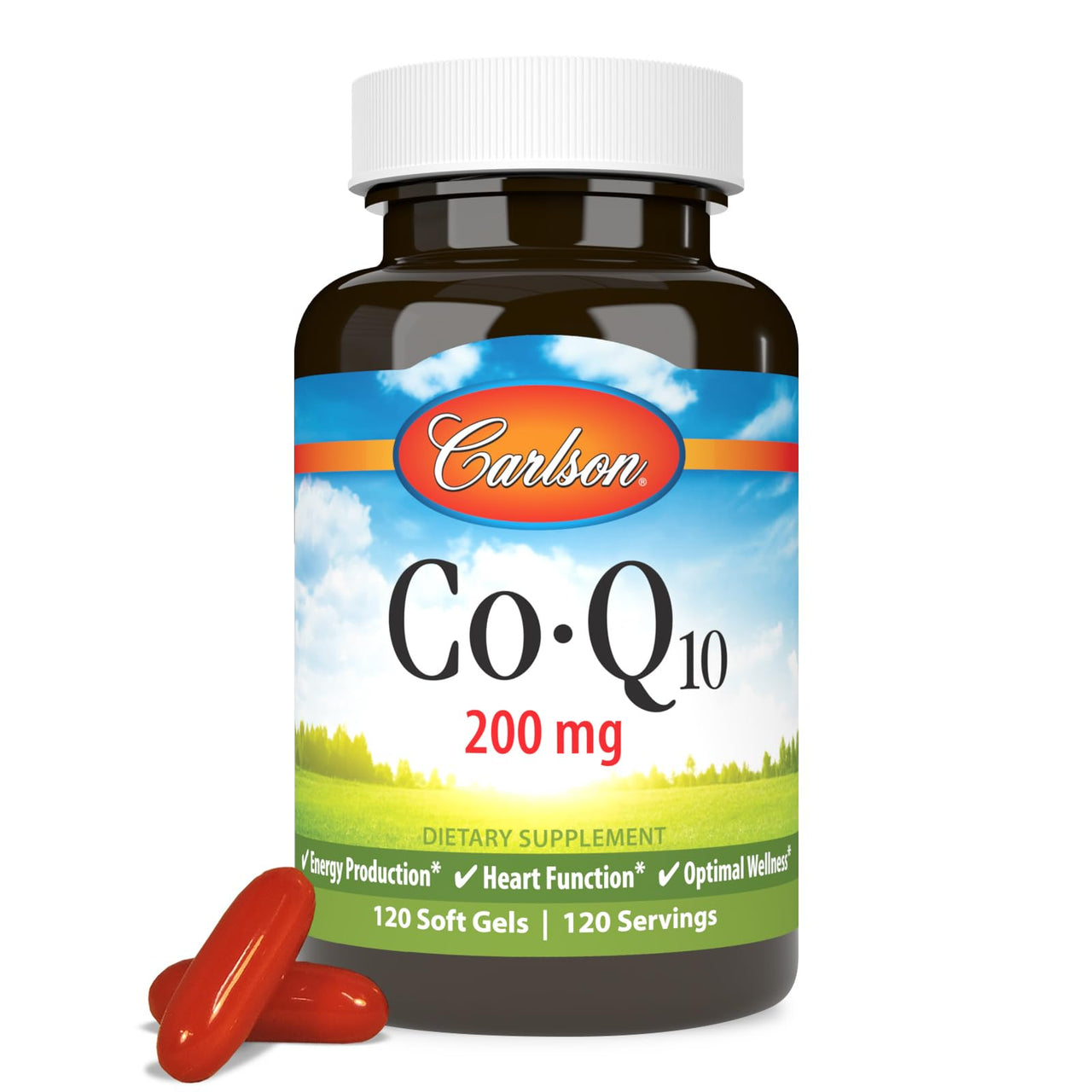 Carlson - Co-Q10, Co-Enzyme Q10, 200 mg, Energy Production & Heart Function, 120 Softgels