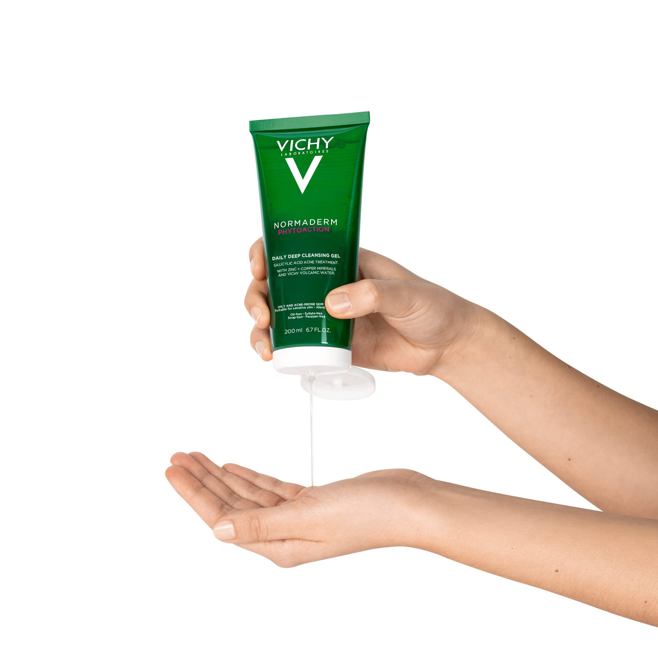 VICHY Normaderm Daily Acne Face Wash, 0.5% Salicylic Acid Cleanser, Gel Cleanser For Oily Skin, Removes Excess Oil, Dirt & Clogged Pores, Oil Free Acne Wash, Soap & Sulfate Free, Non-Drying
