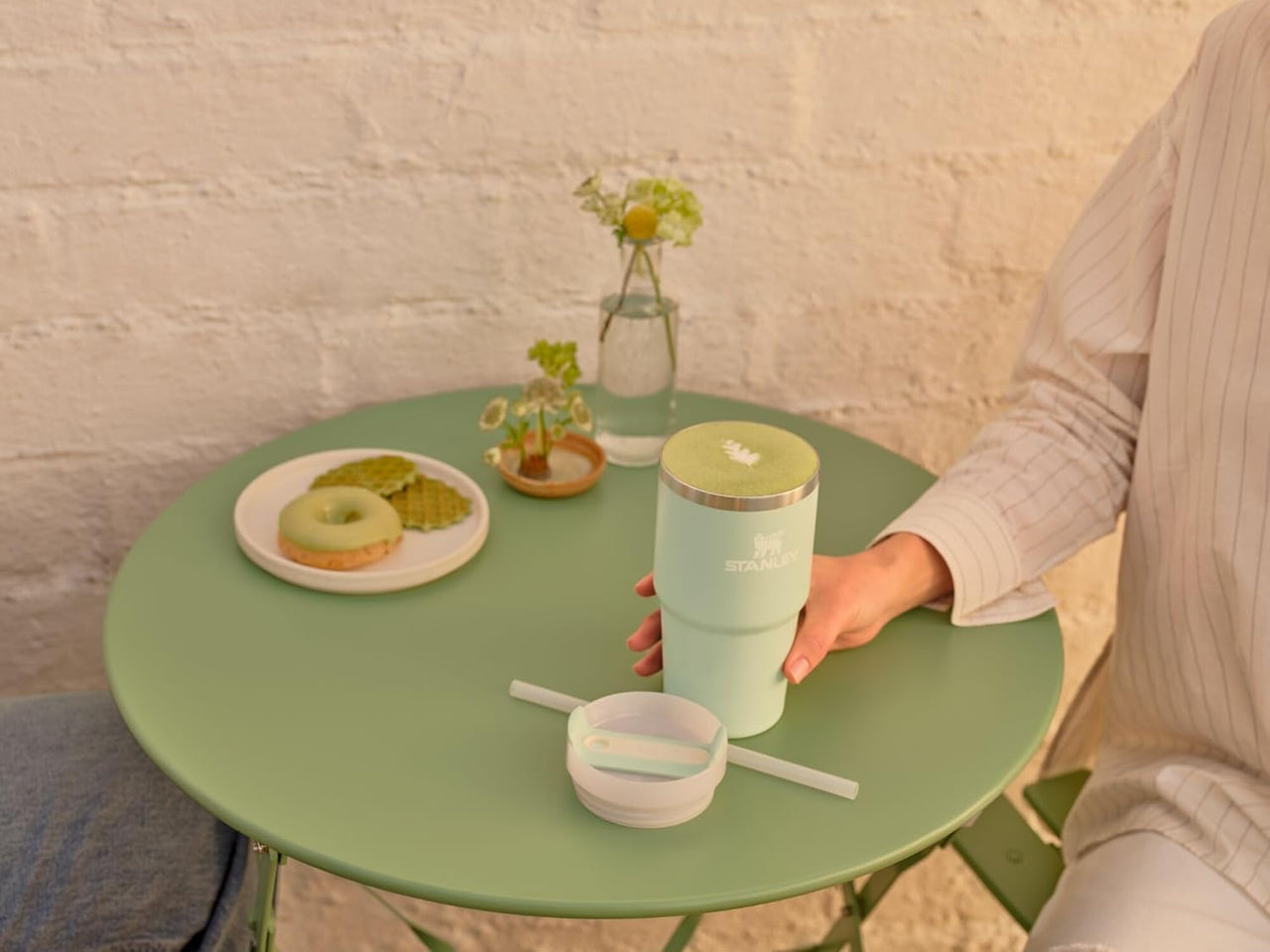 Stanley Quencher H2.0 Tumbler with Straw 20 oz | Flowstate 3-Position Lid | Cup Holder Compatible for Travel | Insulated Stainless Steel Cup | BPA-Free | Matcha Cream