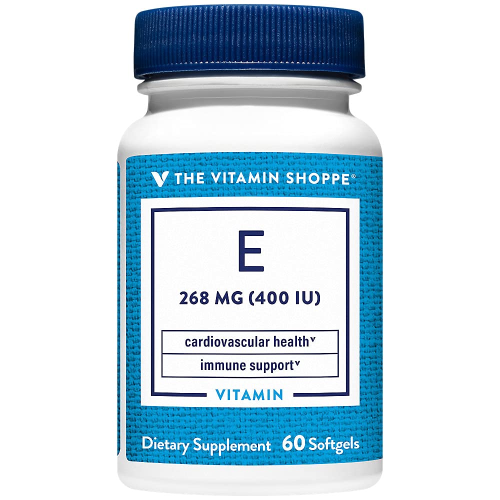 The Vitamin Shoppe Vitamin E 400IU - Antioxidant Support for Skin Health & Immune Function, Daily Vitamin (60 Softgels)
