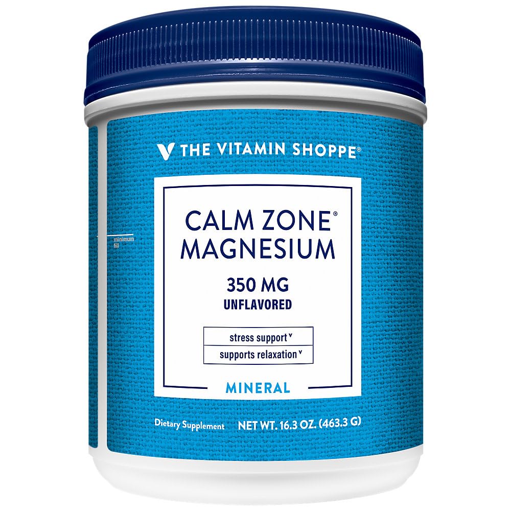 The Vitamin Shoppe Calm Zone Magnesium Mineral Powder, 325mg - Unflavored, Relaxation Drink for Muscles, Digestive & Bone Support – Natural Flavor for Calm & Regularity (16 Ounces Powder)