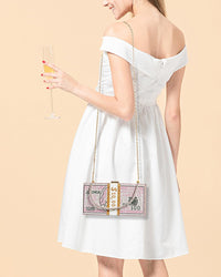 Thumbnail for Covelin Dollar Clutch Purse for Women from, Rhinestone Evening Handbag Money Bag Pink
