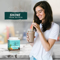 Thumbnail for Sunwarrior Vegan Collagen Building Powder Protein Peptide with Biotin Vitamin C Hyaluronic Acid for Hair Skin Nail Dairy Free Gluten Free | Chocolate