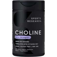 Thumbnail for Sports Research ® Extra Strength Choline 800 mg - Essential Nutrient Featuring VitaCholine ® for Focus Support - Vegan Certified • Non-GMO • Gluten Free - 60 Liquid Capsules