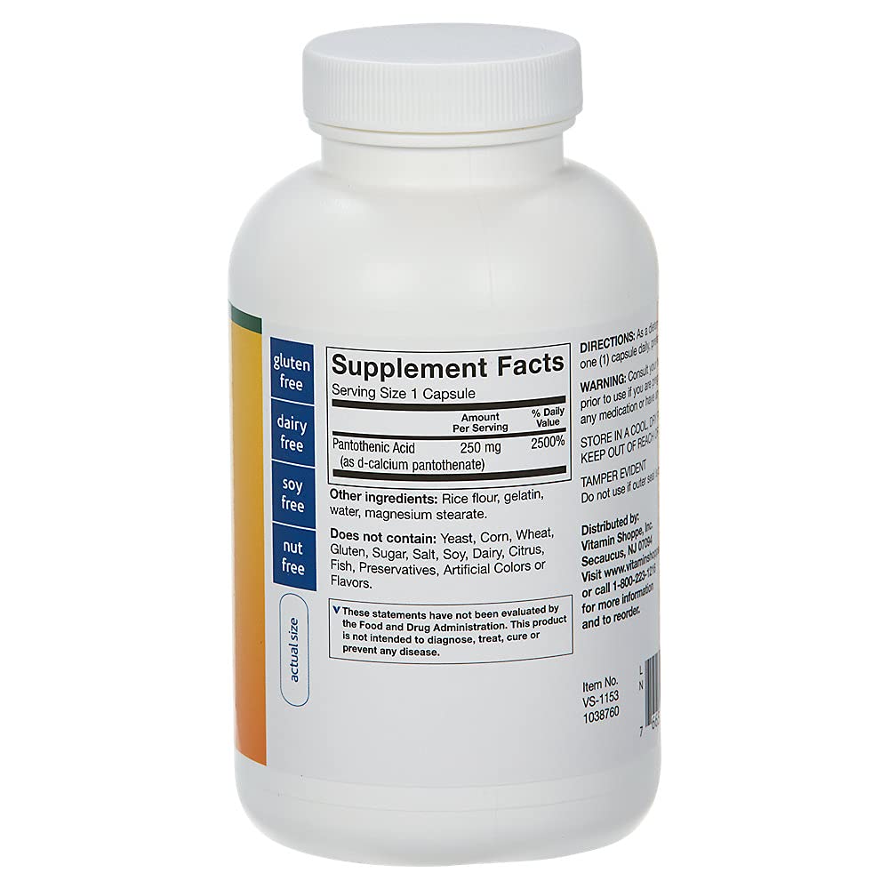 Pantothenic Acid 250 MG Capsules by The Vitamin Shoppe