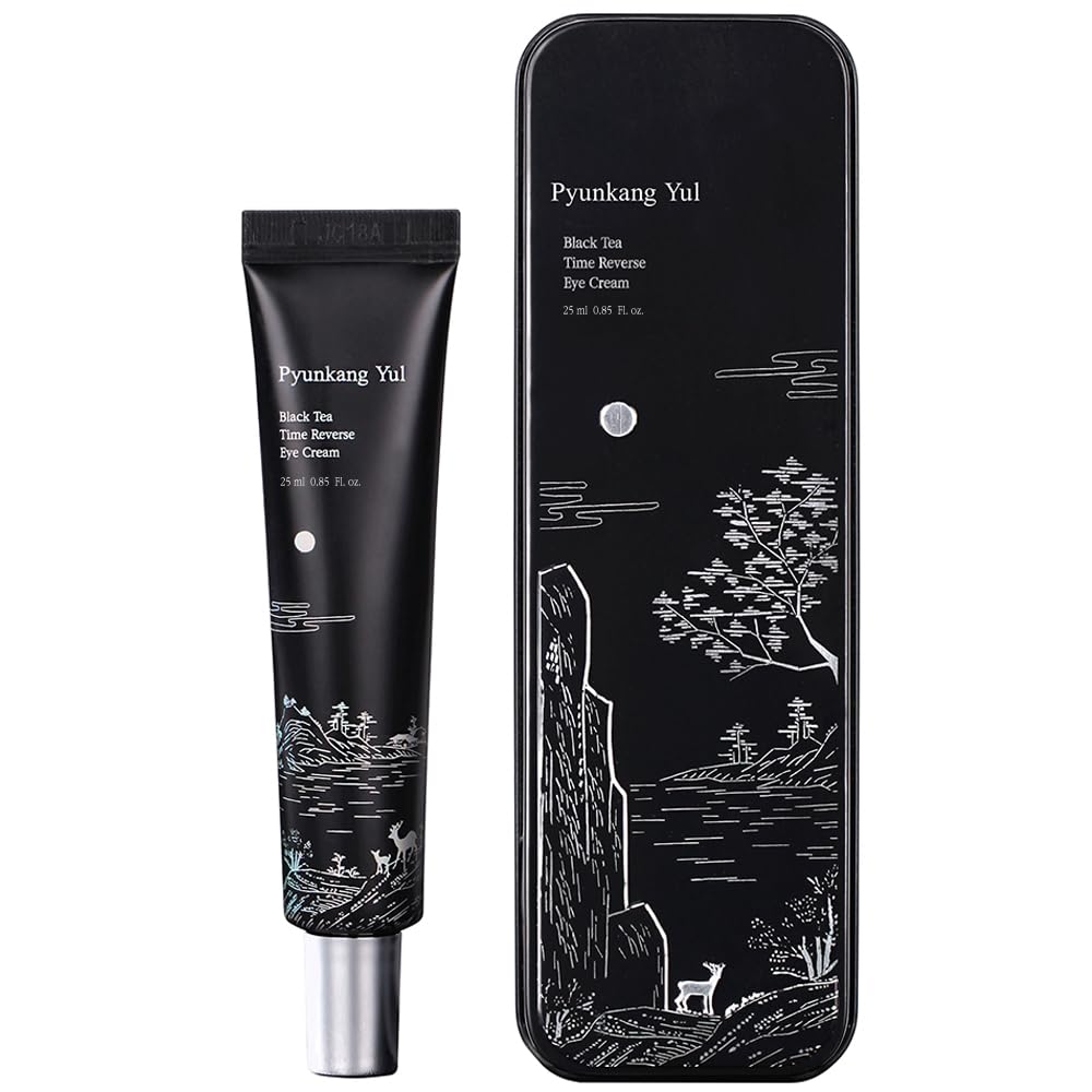 Pyunkang Yul PKY Black Tea Time Reverse Eye Cream, Hyaluronic Acids, Ceramide Rich Nourishment, Moisture Barrier and Peptides Increasing Skin Elasticity, Fermented Black Tea 0.85 fl.oz.