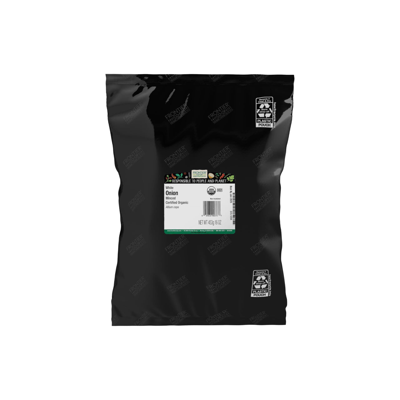 Frontier Co-op Certified Organic White Minced Onion, 1-Pound Bulk, Warm, Sweet, Salty Flavor For Stews & Soups, Kosher