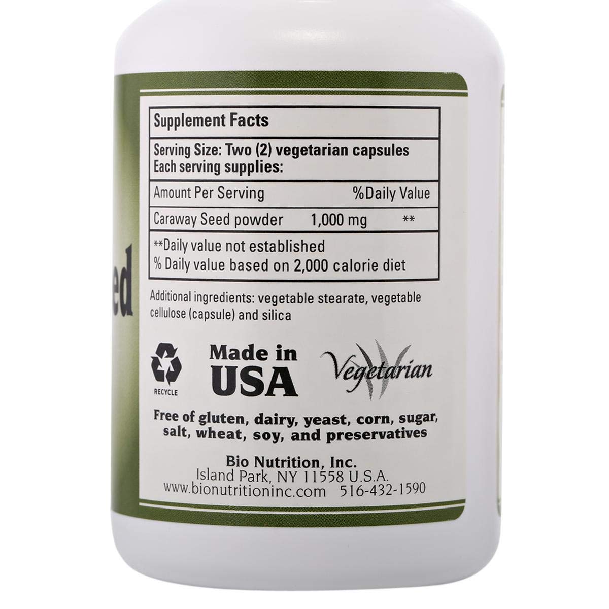 Bio Nutrition Caraway Seed 1 000 mg - 1000 mg - 60 Vegetarian Capsules