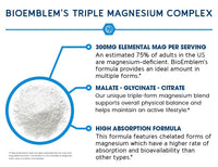 Thumbnail for BioEmblem Triple Magnesium Complex | 300mg Magnesium Glycinate, Malate & Citrate | High Absorption Chelated Formula | Vegan, Non-GMO, Gluten-Free | 90 Capsules
