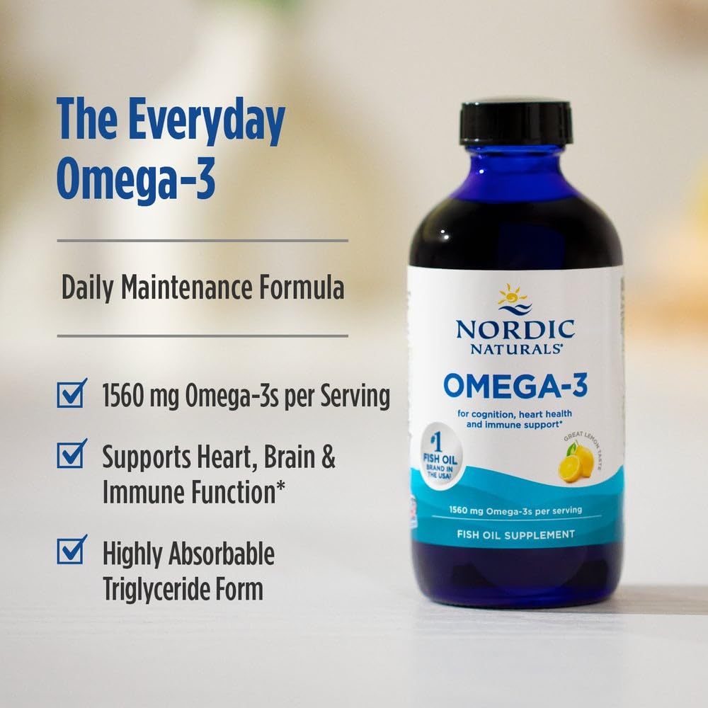 Nordic Naturals Omega-3, Lemon Flavor - 16 oz - 1560 mg Omega-3 - Fish Oil - EPA & DHA - Immune Support, Brain & Heart Health, Optimal Wellness - Non-GMO - 96 Servings