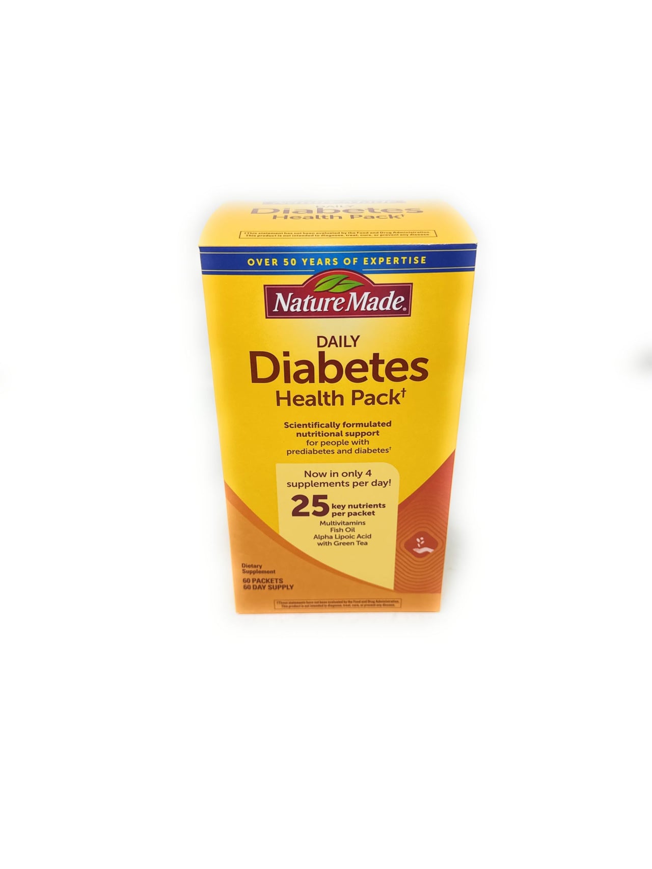 Nature Made Daily Diabetes Health Pack, Dietary Supplement for Nutritional Support, 60 Packets,Now in only 4 Supplements per Day,25 Key nutrients per Packet