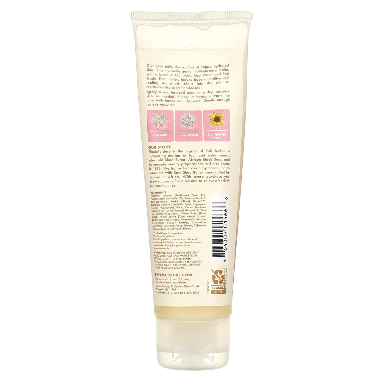 Baby Multi-Purpose Balm, Oat Milk & Rice Water, 3.5 oz (99 g), SheaMoisture