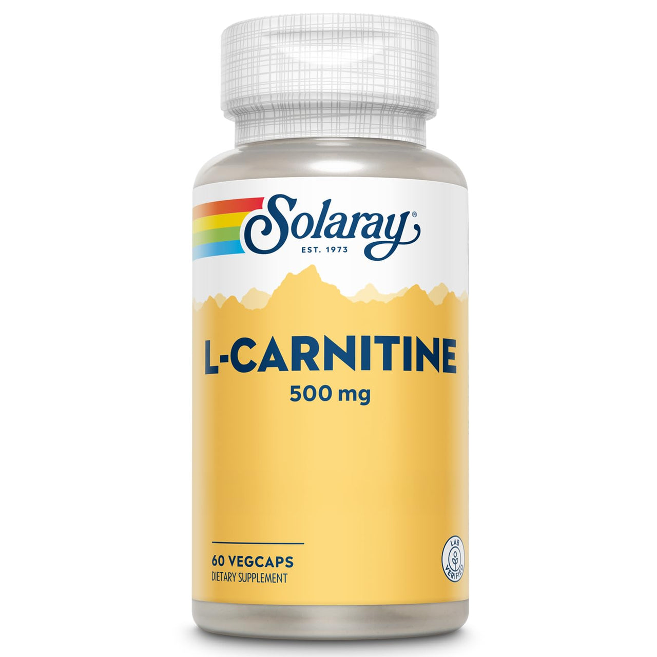 SOLARAY L-Carnitine 500 mg, Free Form Amino Acid, Lab Verified, GMP Facility, 60-Day Money-Back Guarantee, 60 Servings, 60 VegCaps