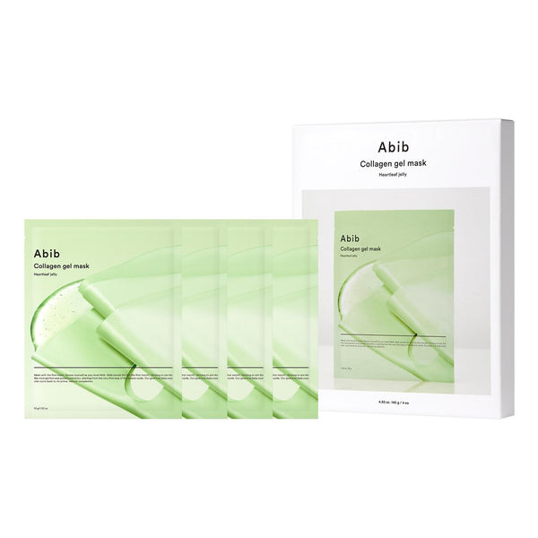 Abib Collagen Gel Mask Heartleaf Jelly 4 Sheets (Soothing) I Korean Vegan Collagen, Cooling Calming Hyaluronic Acid Hydrogel Face Mask Skin Care