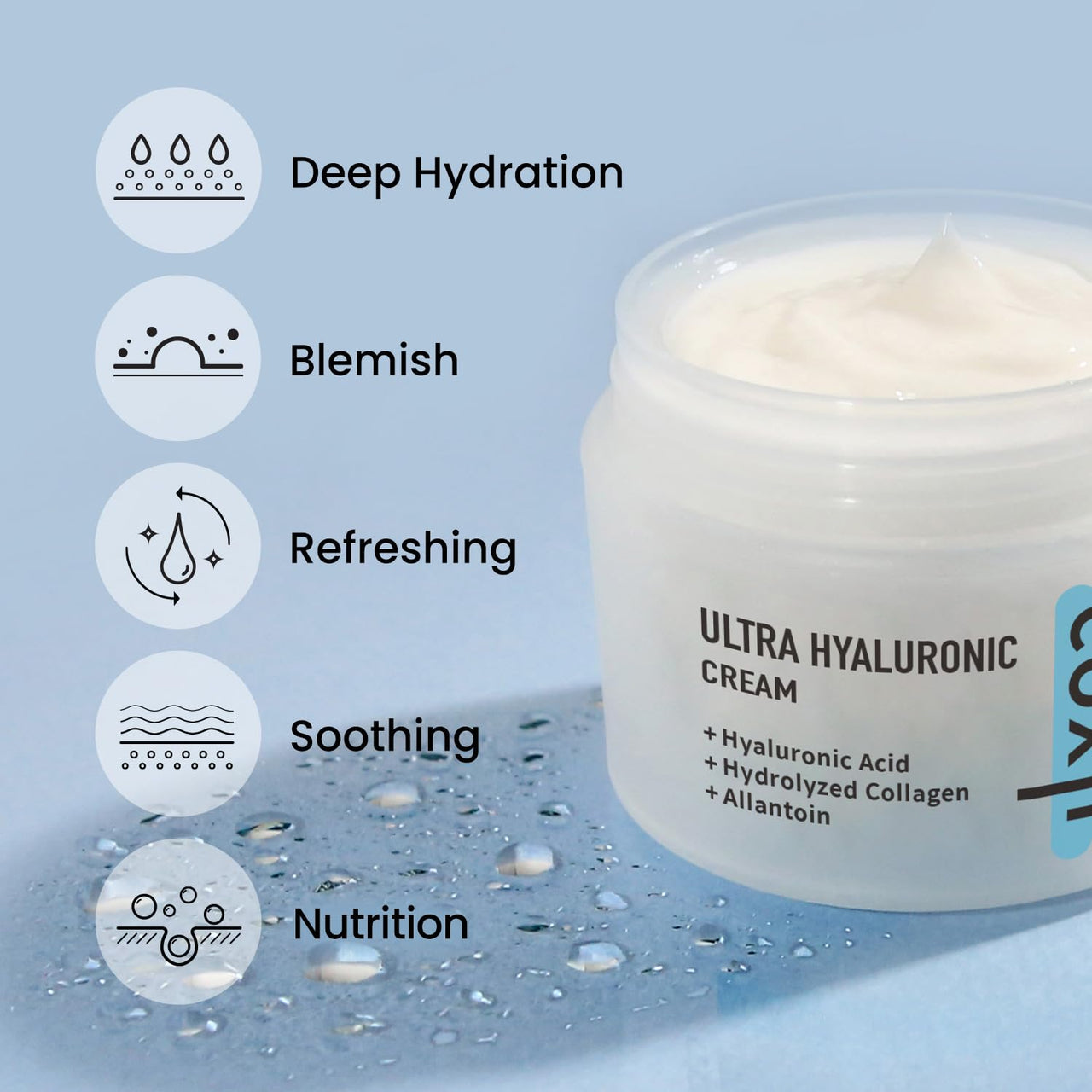 coxir Ultra Hyaluronic Cream– Intense Hydration Moisturizer for Dry, Dehydrated Skin | Hyaluronic Acid & Aloe Vera | Lightweight Korean Face Cream for Winter Dryness & Glowing Skin 50ml (1.69 fl oz)