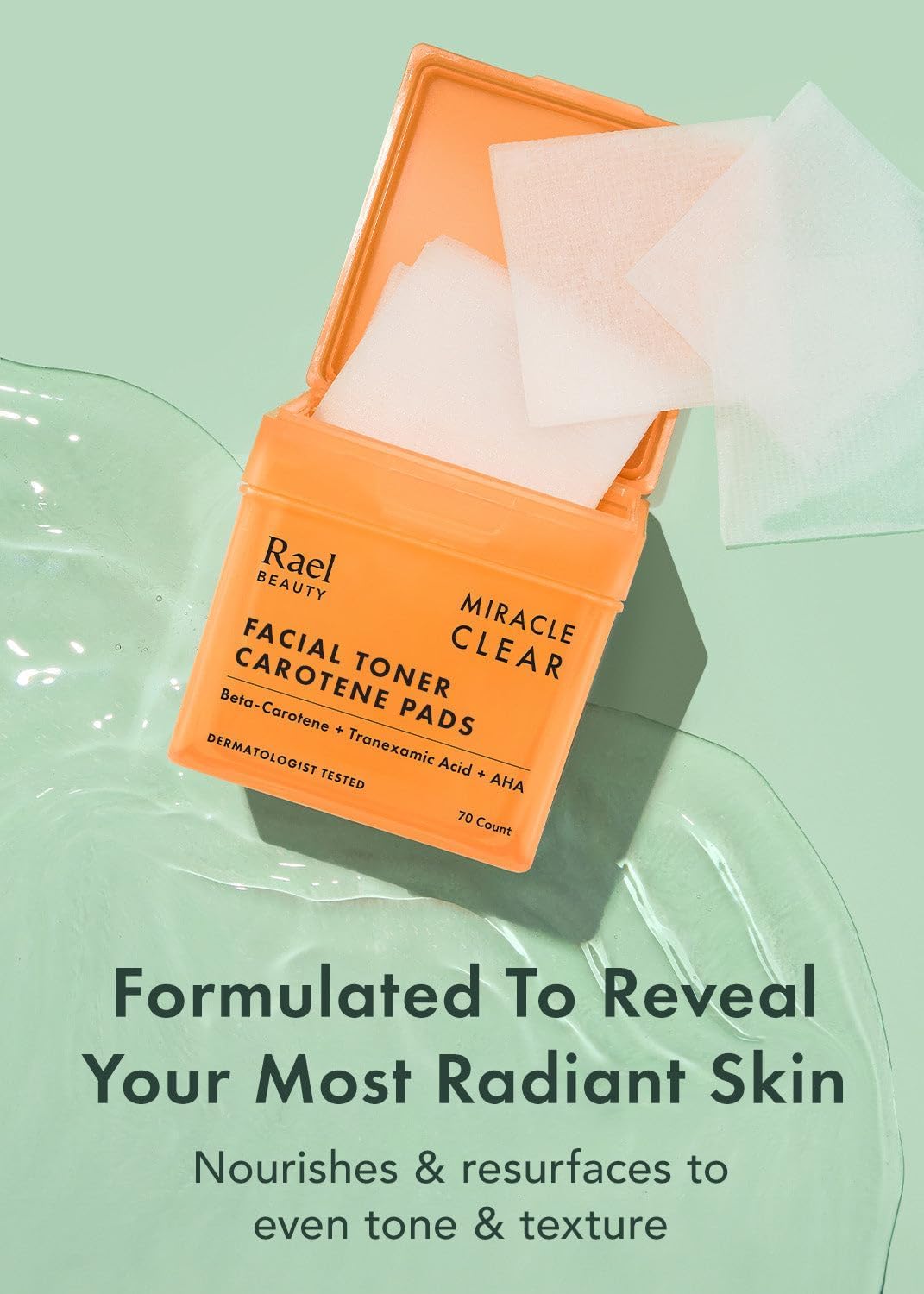 Rael Toner Pads, Cotton Pad for Face – Dual Textured, Exfoliating and Soothing with Carotene, Niacinamide, Hyaluronic Acid, Hydrating, Korean Skin Care (70 Count)