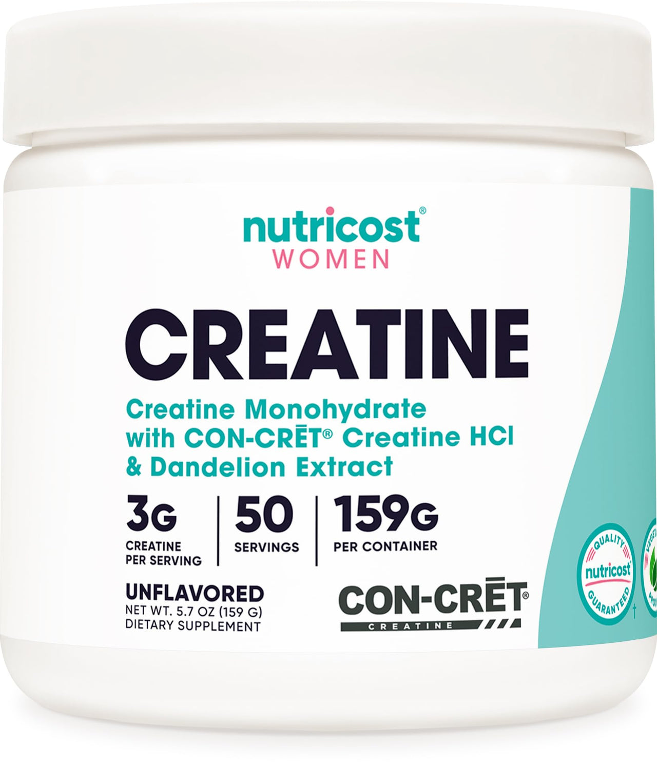 Nutricost Creatine Monohydrate Powder for Women, Micronized, Unflavored, 50 Servings - Vegetarian, Non-GMO, Gluten Free