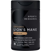 Thumbnail for Sports Research® Organic Lion's Mane Mushroom Supplement 1800mg - Brain Health, Focus & Cognitive Supports - USDA Certified Organic · Non-GMO · Vegan - 90 Count Capsules