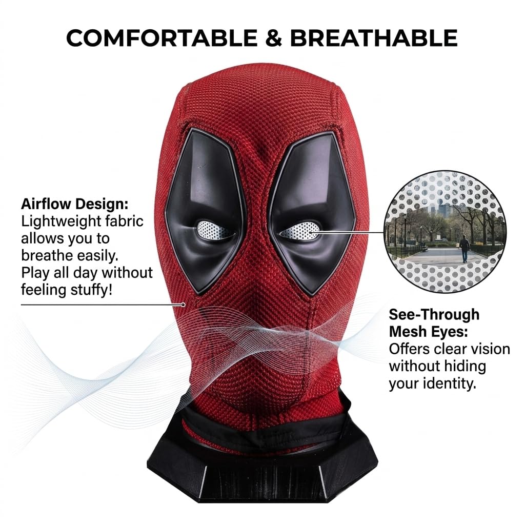 Superhero Cosplay Red Helmet Mask Suitable for Boys and Girls Holiday Parties, Comic-Con and all Kinds of Get-Togethers （23.63 in Head Circumference）