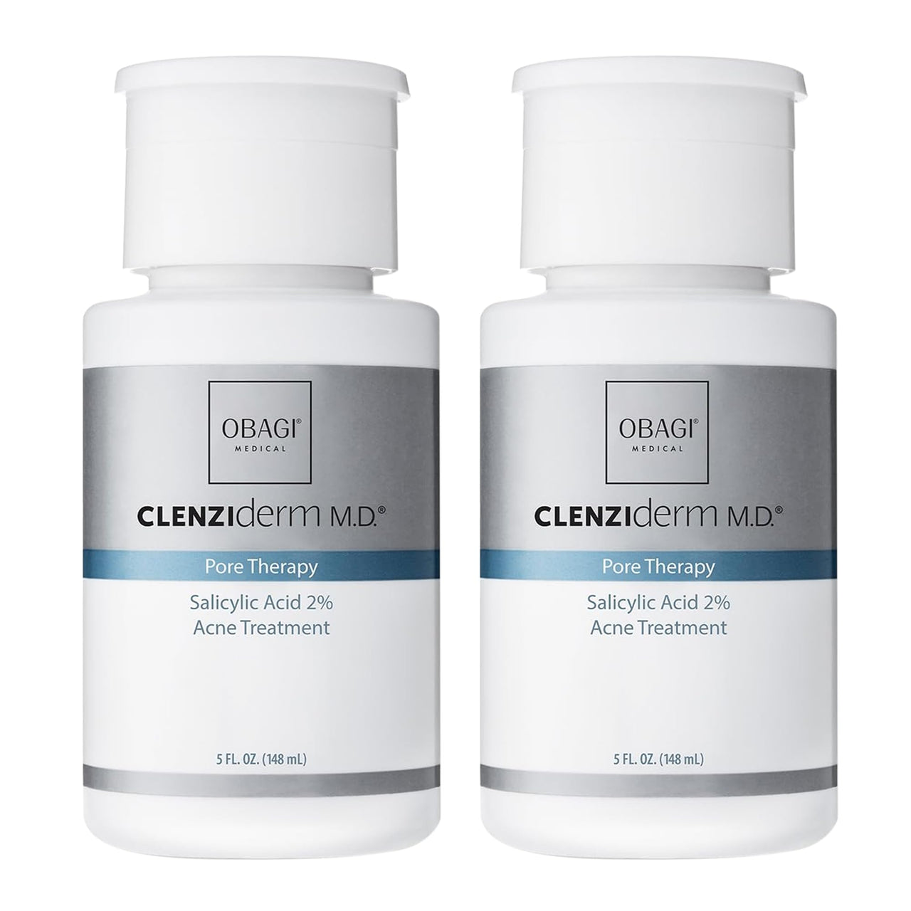 Obagi CLENZIderm M.D. Pore Therapy Exfoliating BHA Toner - Unclogs Pores with 2% Salicylic Acid Acne Treatment – Two Pack, 2 * 5 oz