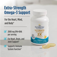 Thumbnail for Nordic Naturals Ultimate Omega 2X, Lemon Flavor - 60 Soft Gels - 2150 mg Omega-3 - High-Potency Fish Oil with EPA & DHA - Promotes Brain & Heart Health - Non-GMO - 30 Servings