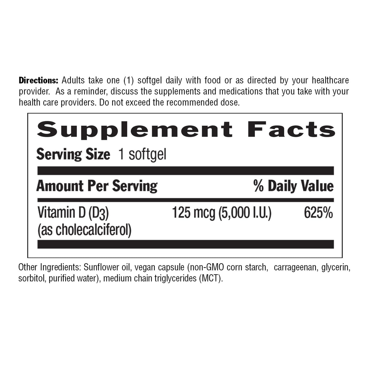 Country Life Vegan D3 5000 IU – Plant-Derived Vitamin D3 from Lichen – Certified Vegan, Gluten-Free, Non-GMO – Clean, Simple Formula – 60 Softgels