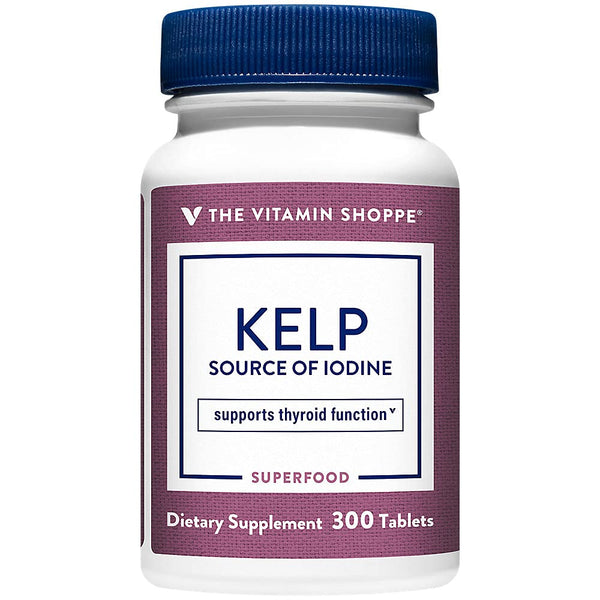 The Vitamin Shoppe Kelp - Natural Iodine for Thyroid Support | Atlantic Kelp Potassium Iodide | 300 Tablets | Thyroid Health