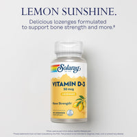 Thumbnail for SOLARAY Vitamin D3 2000IU Supplement for Men & Women - Vitamin D as Cholecalciferol, VIT D3 50 mcg for Adults, Bone Strength Support, Natural Lemon Flavor - 60 Lozenges