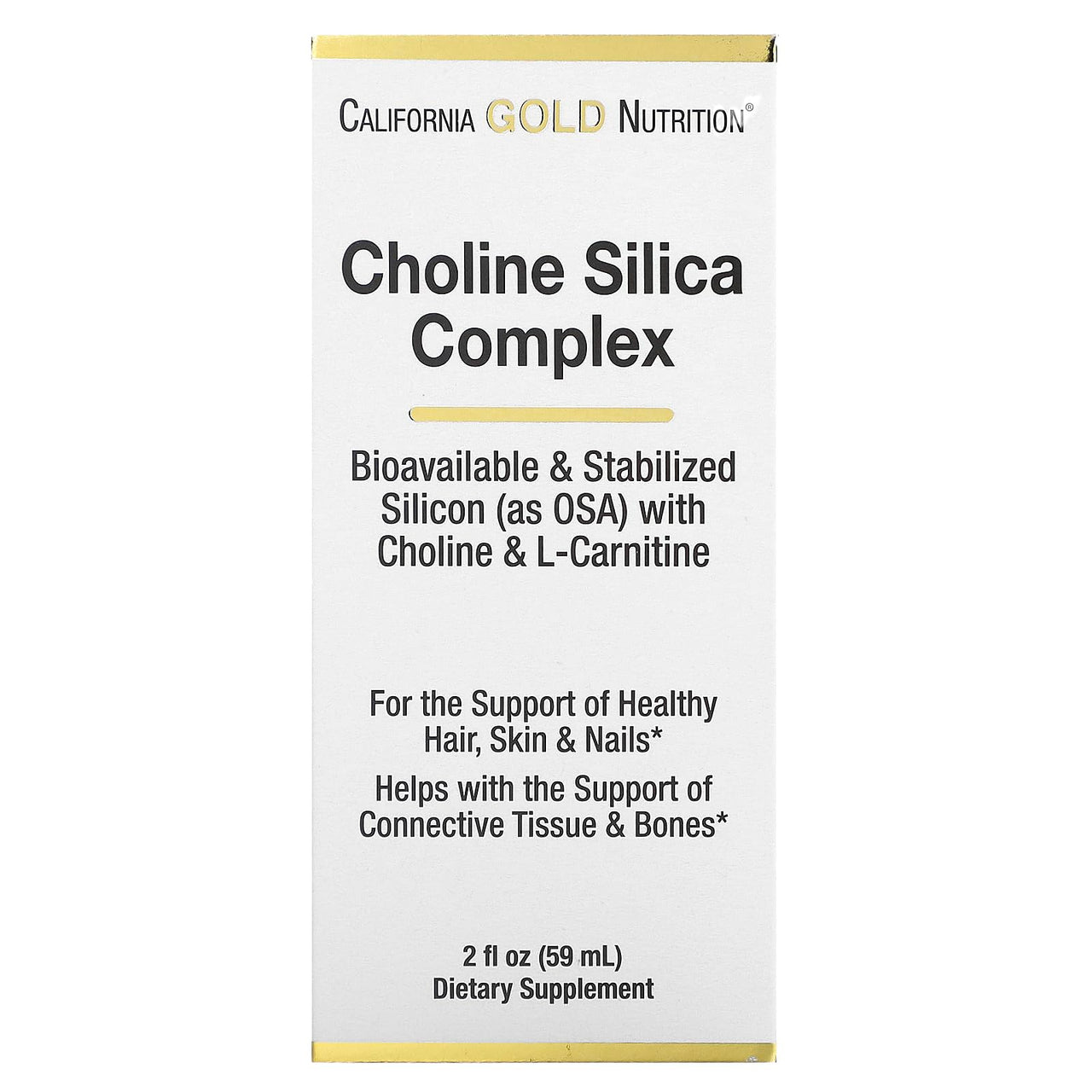 California Gold Nutrition Choline Silica Complex, Bioavailable & Stabilized Silicon with Choline & L-Carnitine, 2 fl oz (59 ml)