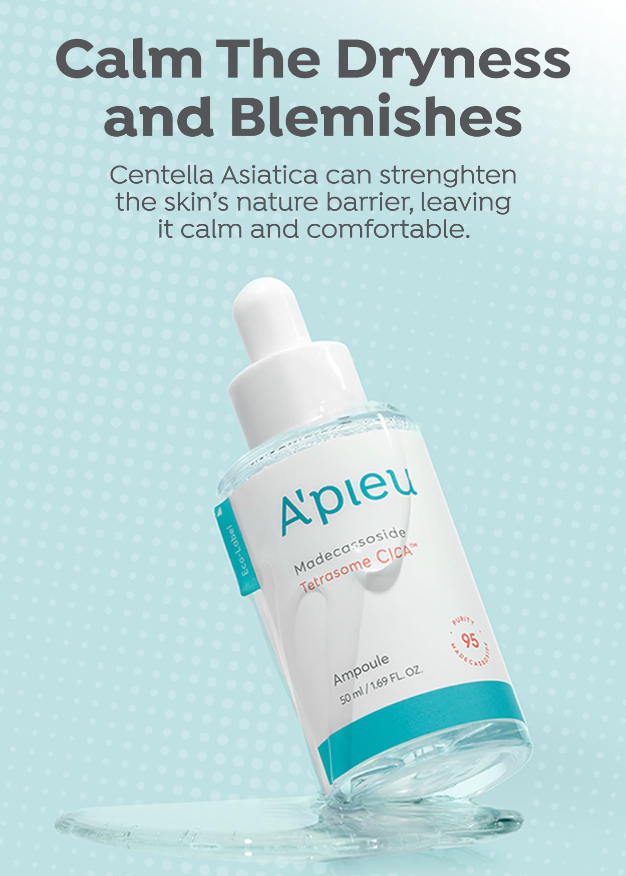 A'pieu Madecassoside Tetrasome Cica Face Serum Ampoule 1.69 Fl oz / 50ml - Upgraded Madecassoside Ampoule, Enhanced Skin Protection, Tetrasome Technology, Smooth Application, 3x Faster Absorption