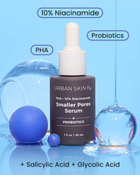 Thumbnail for Urban Skin Rx® PHA + 10% Niacinamide Smaller Pores Serum, Tightens Pores for Clear, Brighter & Smoother Skin, Exfoliates, Decongests, Controls Excess Oil, & Fights Against Future Breakouts, 1 Fl Oz.