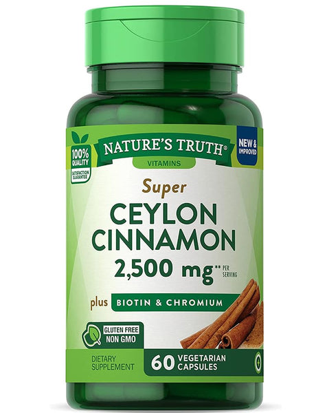 Nature's Truth Super Cinnamon Plus Biotin & Chromium Quick Release Capsules - 60 ct, Pack of 3