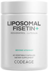 Thumbnail for Codeage Liposomal Fisetin Supplement - Fisetin 500 mg - Resveratrol from Japanese Knotweed Extract Polyphenol, Luteolin Sophora Japonica Flavonoid, Liposomal Delivery - Vegan, Non-GMO - 60 Capsules