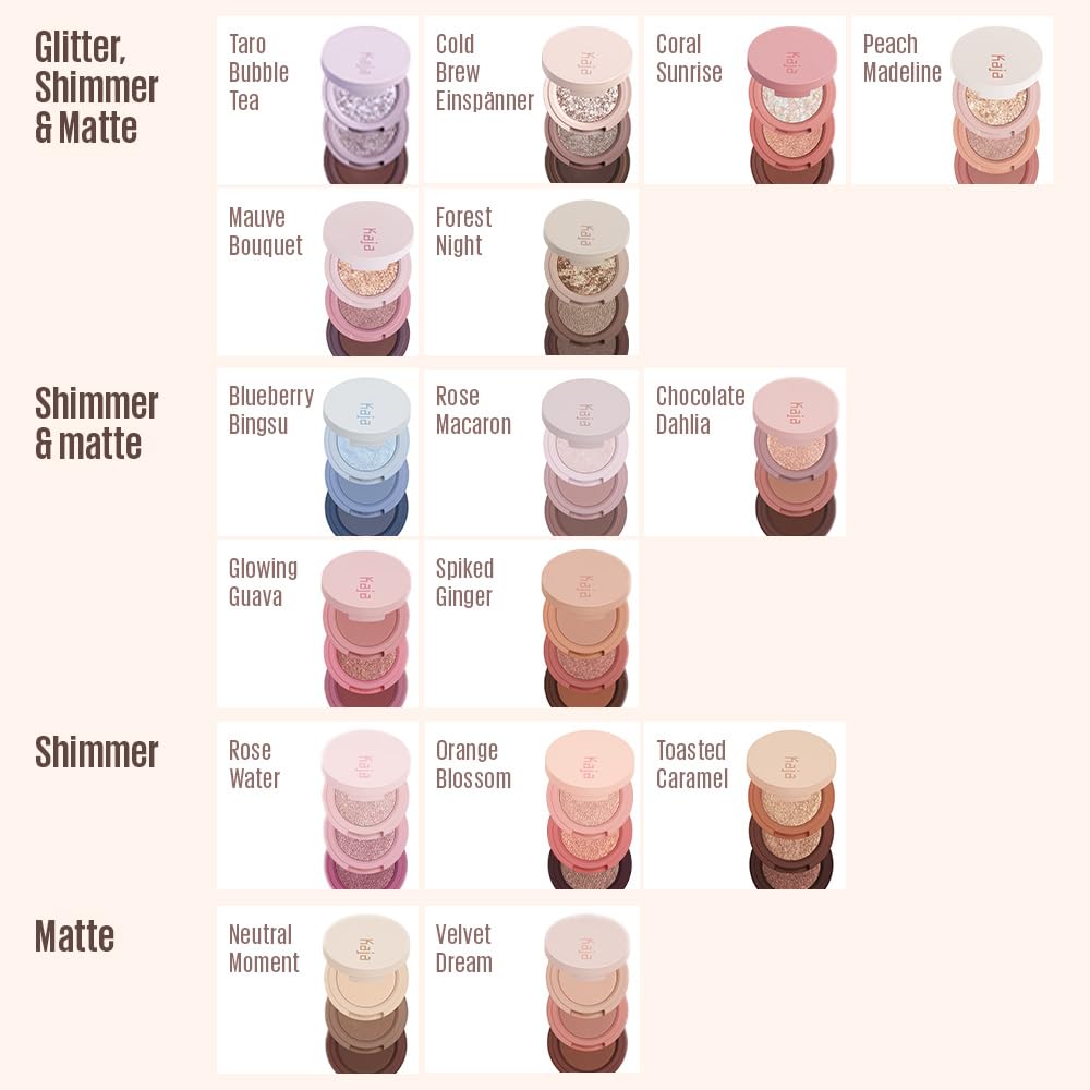 Kaja Beauty Bento Collection - Bouncy Eyeshadow Trio | 16 Peach Madeline | Nude Peach Tone | Vegan, Cruelty free