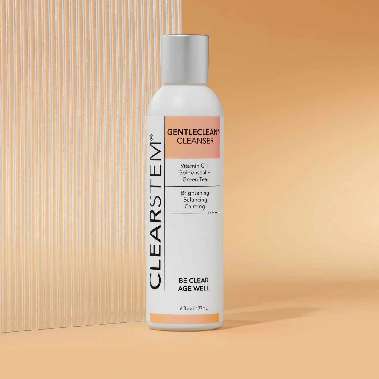 CLEARSTEM - GENTLECLEAN Vitamin C Infused Calming Wash - Facial Cleanser, Makeup Remover - Goldenseal + Green Tea - Facial Skin Care Products - Vegan, Gluten Free, Cruelty Free - 6 fl oz / 207ml