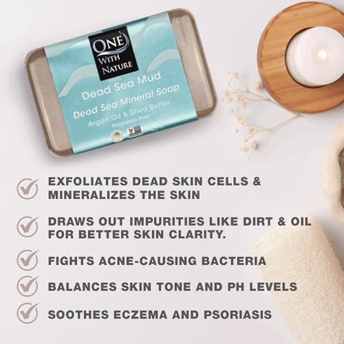 Image 3 of One With Nature Dead Sea Mud Soap Bar, 4oz 3-Pack, Unscented, Face & Body
