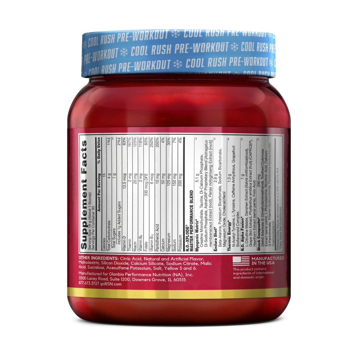 BSN N.O.-XPLODE Cool Rush Pre Workout Powder, Preworkout Energy Supplement for Men and Women with Creatine and Beta-Alanine, Mango Citrus Smash, 30 Servings, 1.2 Pound (Packaging May Vary)