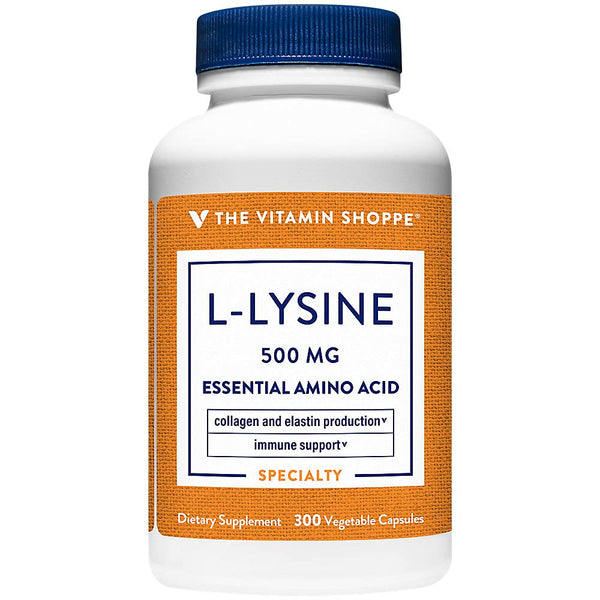 The Vitamin Shoppe L-Lysine 500MG - Immune Support, Collagen Formation & Calcium Absorption, Essential Amino Acid (300 Capsules)