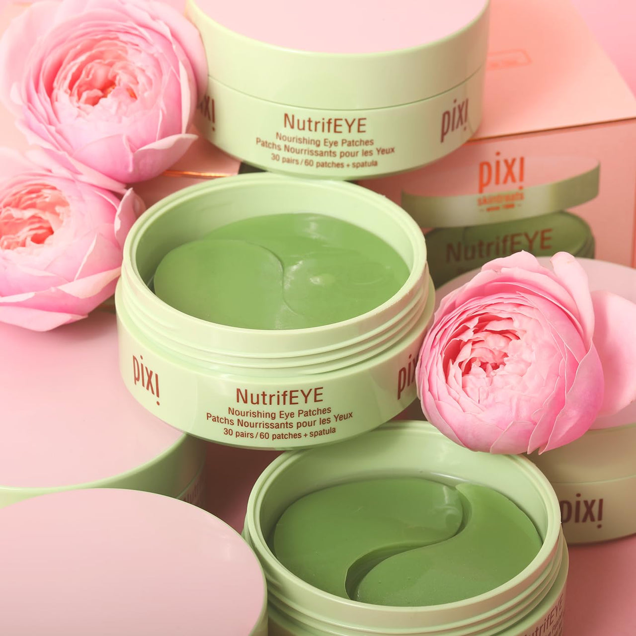Pixi Beauty NutrifEYE Soothing Rose Under Eye Gel Patches | Eye Masks for Puffy Eyes with Rose, Aloe Vera, and Chamomile to Hydrate, Calm, and Depuff | 30 pairs / 60 patches