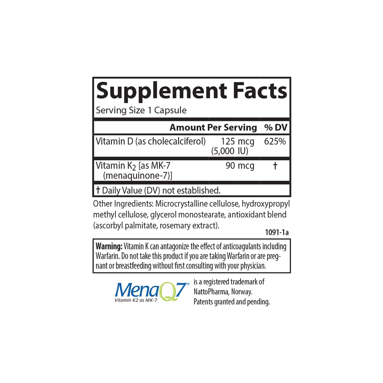 Carlson - Super D3 + K2, 125 mcg (5000 IU) Vitamin D3, 90 mcg Vitamin K2 as MK-7, Bone Support, Calcium Absorption, 45 Vegetarian Capsules